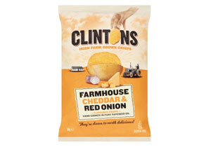 Clintons, Irish Artisan Farm Grown Crisps - Cheddar & Red Onion (Rapeseed Oil)